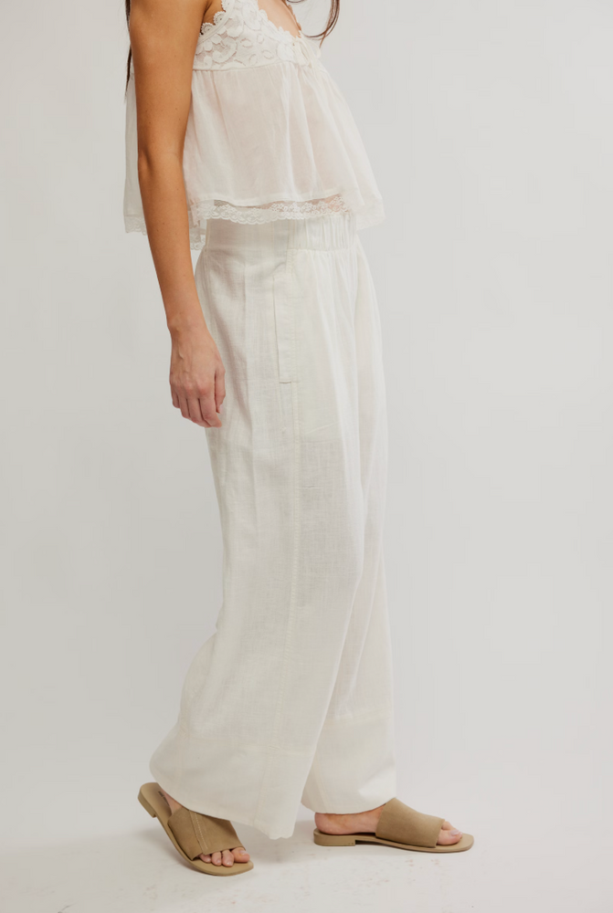 
                      
                        The Free People Day's End Linen Pull-On Pants in Ivory
                      
                    