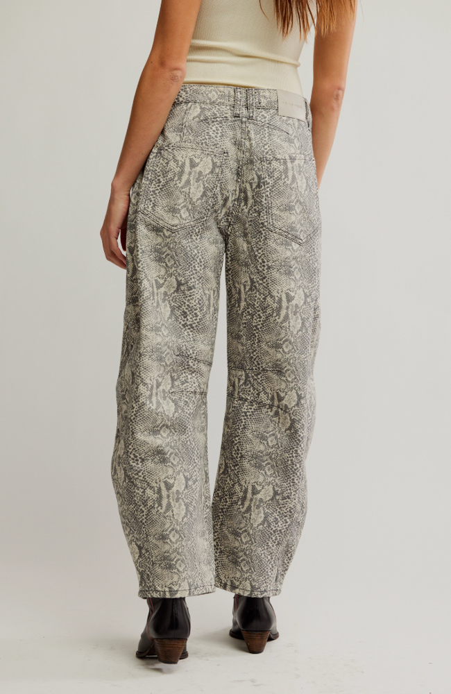 
                      
                        Free People Good Luck Printed Barrel Jeans
                      
                    