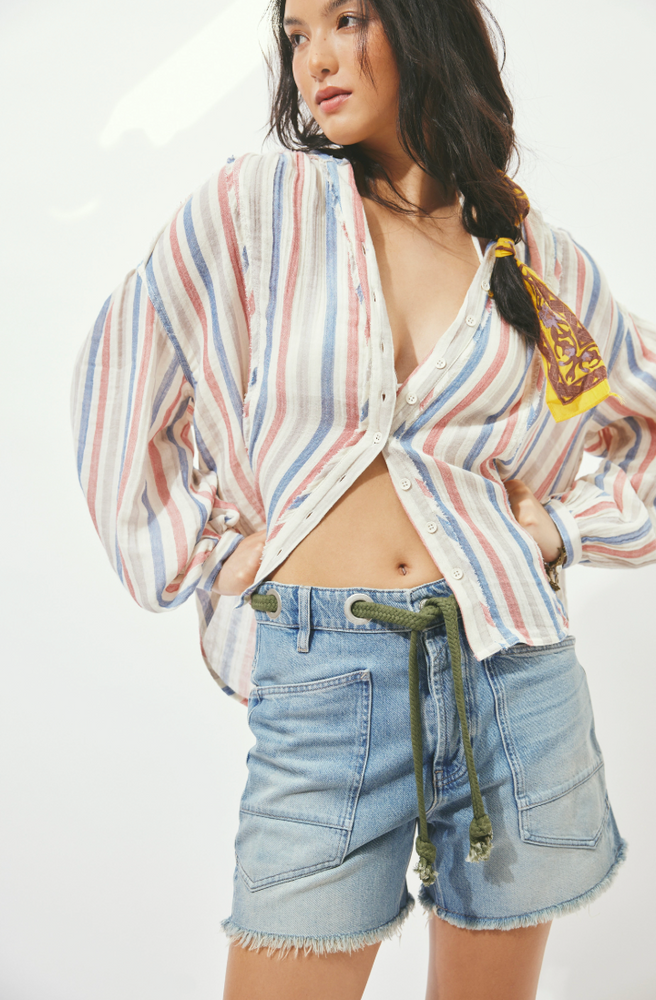 Shop the Moxie Denim Cutoff Shorts by Free People at Harbour Thread for effortlessly cool summer style. 