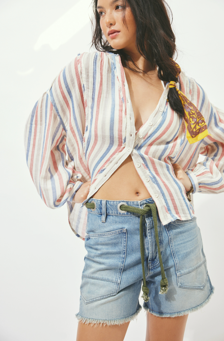 Shop the Moxie Denim Cutoff Shorts by Free People at Harbour Thread for effortlessly cool summer style. 