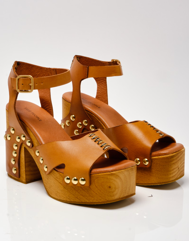 Find the brown leather Cecily Clogs by Free People at Harbour Thread