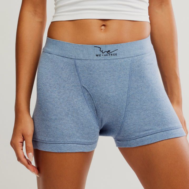 Enjoy style and comfort with the menswear-inspired Free People We The Free Boxer Briefs, available at Harbour Thread women's boutique in Burlington, VT. 