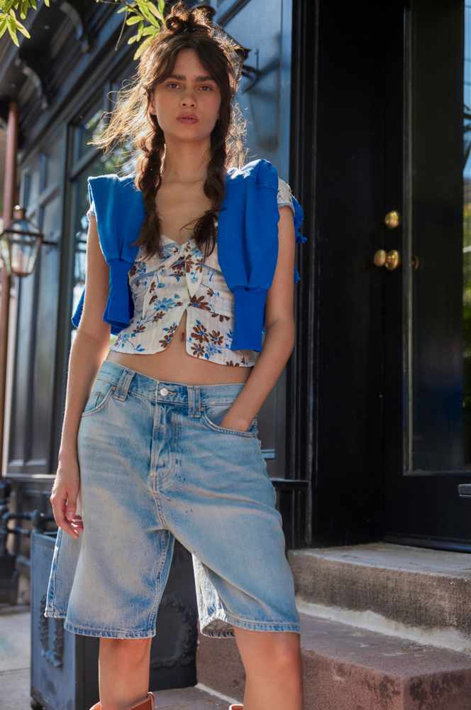 Shop the Bermuda-style longline Montana Short by Free People at Harbour Thread for effortlessly cool summer style. 