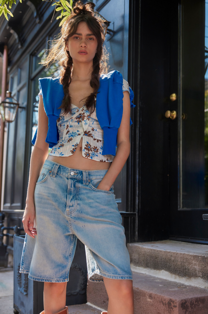 Shop the Bermuda-style longline Montana Short by Free People at Harbour Thread for effortlessly cool summer style. 