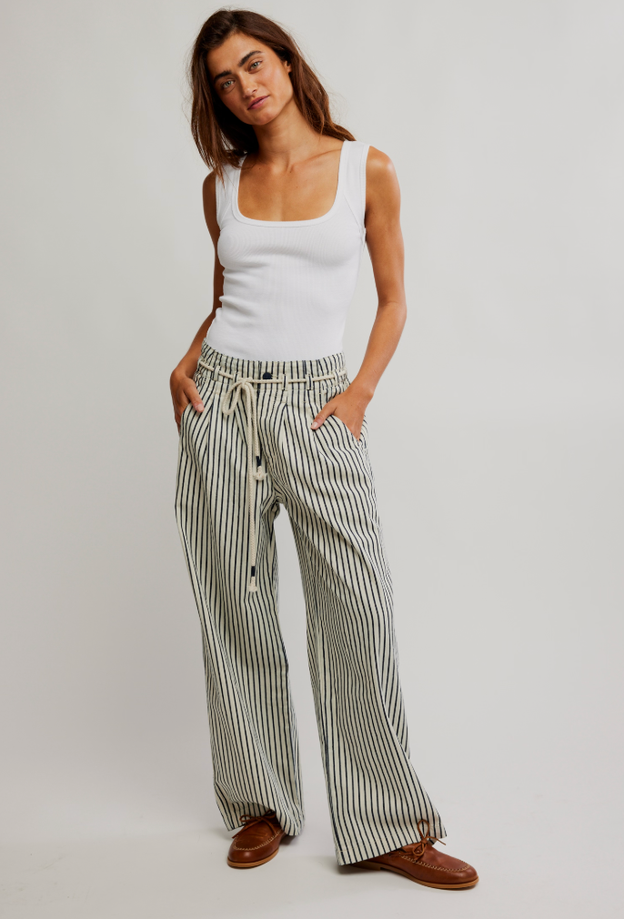 Find the striped Dakota Cinched Railroad Pull-On Jeans by Free People at Harbour Thread.