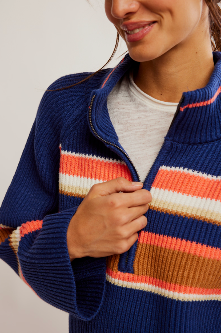 Women's striped half zip pullover from Free People