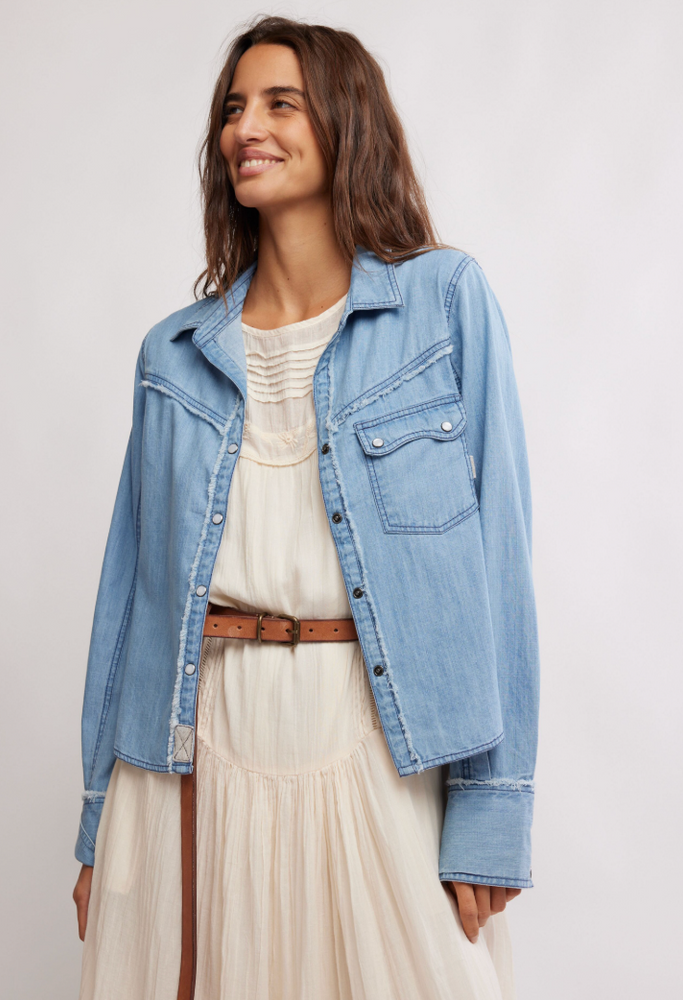 The Free People Shrunken Denim Indigo Top at Harbour Thread