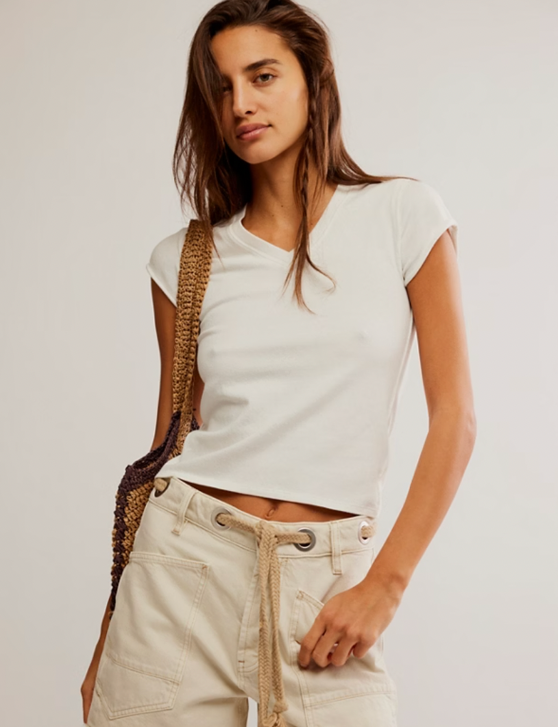 Perfect for casual days, you'll find versatile styling potential with cool v-neck women's tee from Free People, available now at Harbour Thread