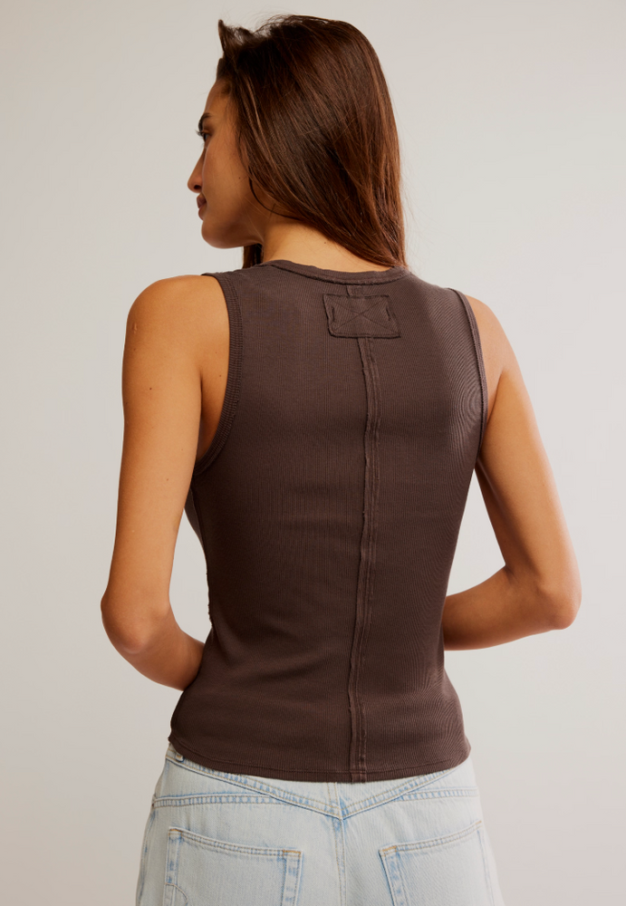 
                      
                        brown ribbed tank
                      
                    
