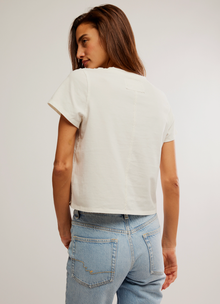 Women's white boxy fit short sleeve t-shirt from Free People