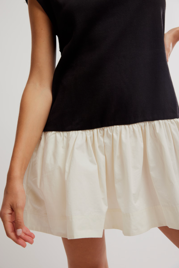 Dress with black bodice and white skirt