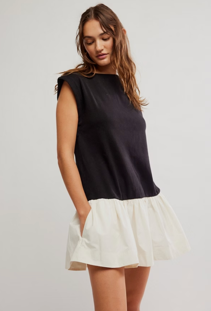 Shop the Black Combo Enya Mini Dress by Free People at Harbour Thread
