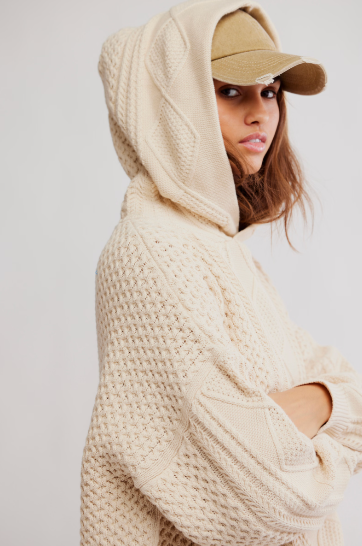 Get ready for fall fashion with women's sweaters at Harbour Thread boutique! New arrivals include the Free People Explorer Cable Hoodie in Macadamia.