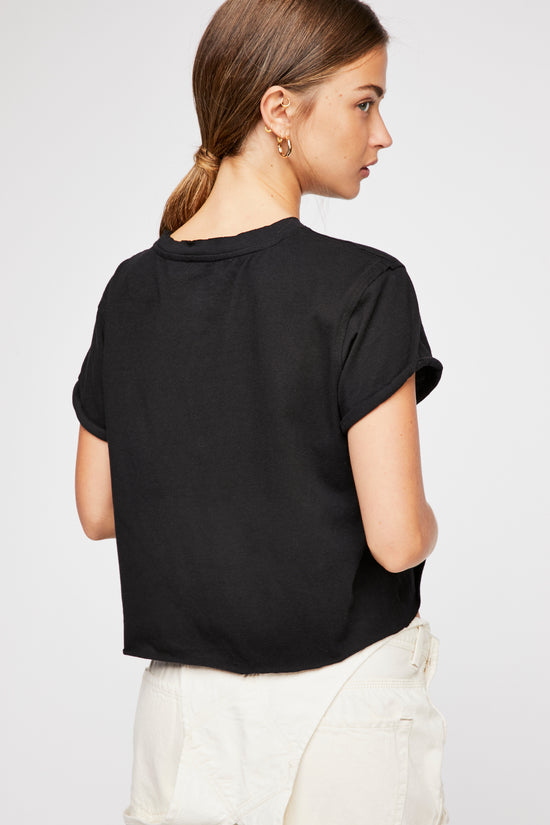 Back view of the Free People The Perfect Tee in the color Black
