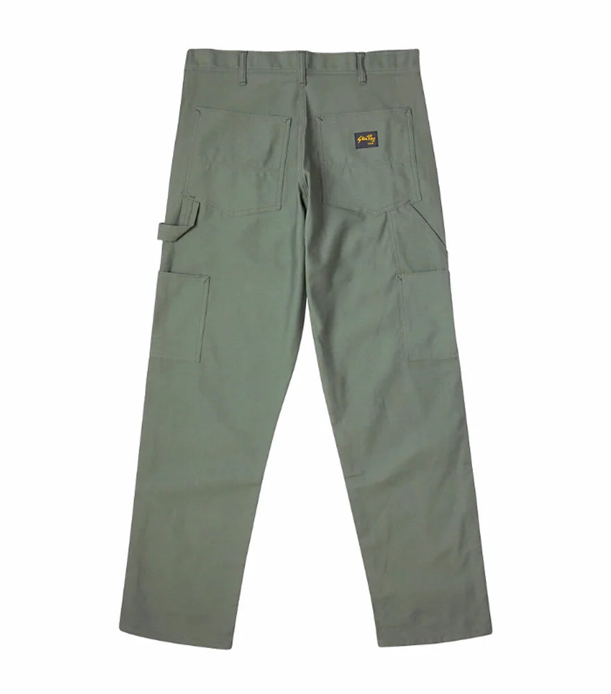 Back view of the men's Olive Sateen OG Painter Pants by the brand Stan Ray