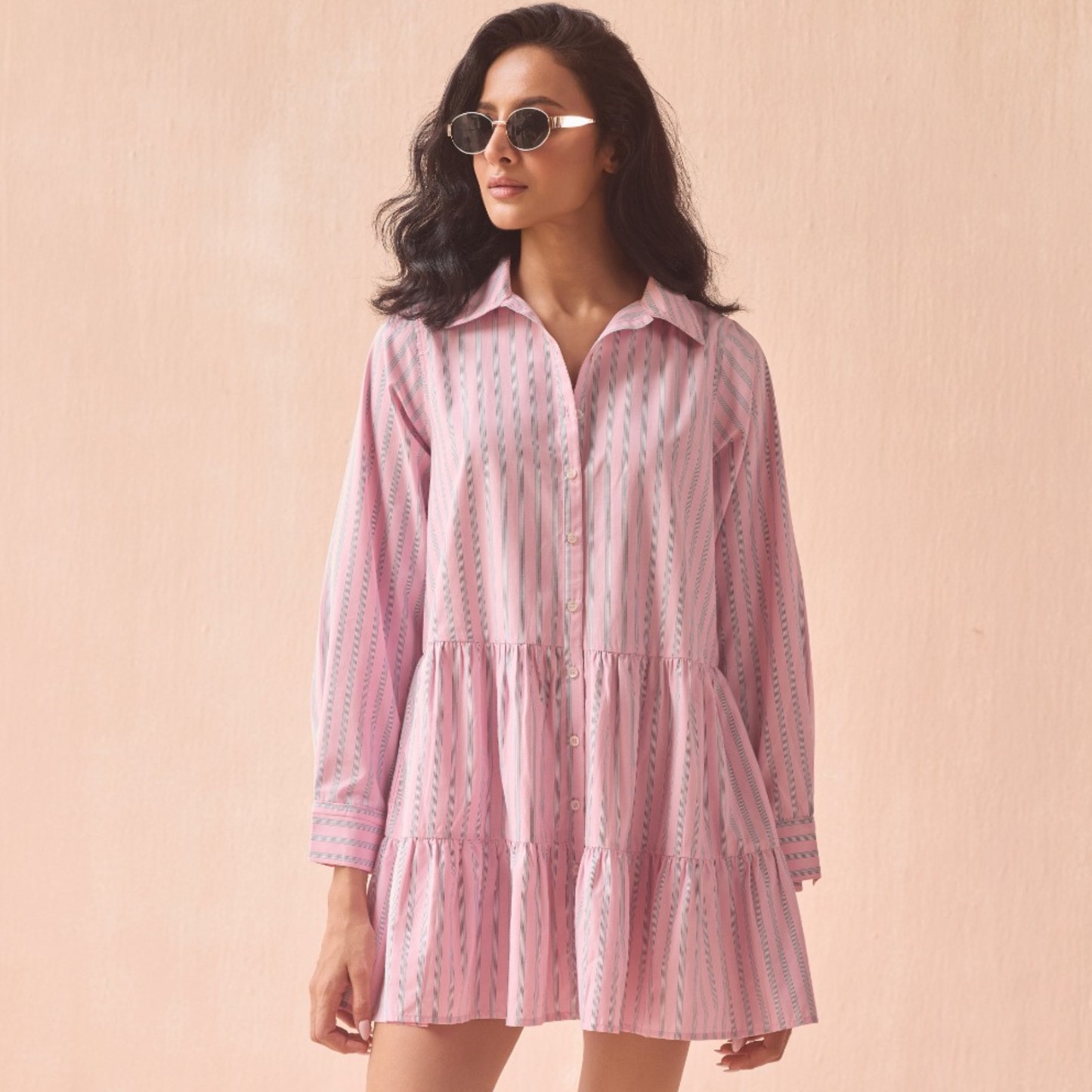 OMIKA Hattie Pink Tula Mini Dress, now available at Harbour Thread boutique.