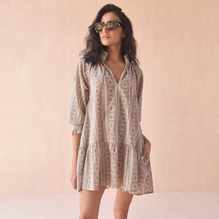 OMIKA Ellie Mini Dress in Fiona Truffle