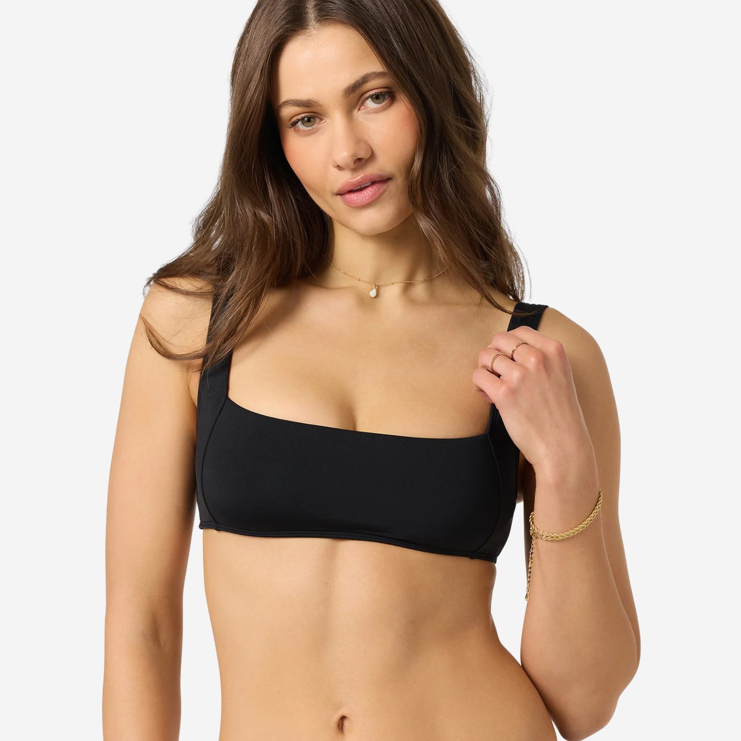 O'Neill Saltwater Solids Westwater Tank Bikini Top in Black, available at Harbour Thread boutique 