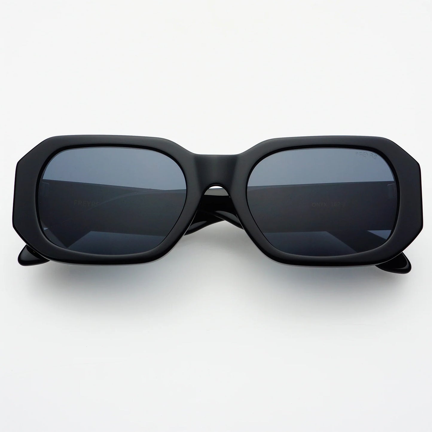 The FREYRS Onyx Acetate Unisex Rectangular Sunglasses are available in the color Black at Harbour Thread boutique in St. Petersburg, FL. 