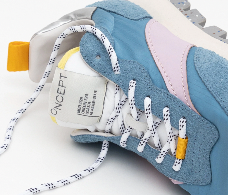 Top detail on the Glacier Blue Osaka lug bottom trainer sneaker by Oncept