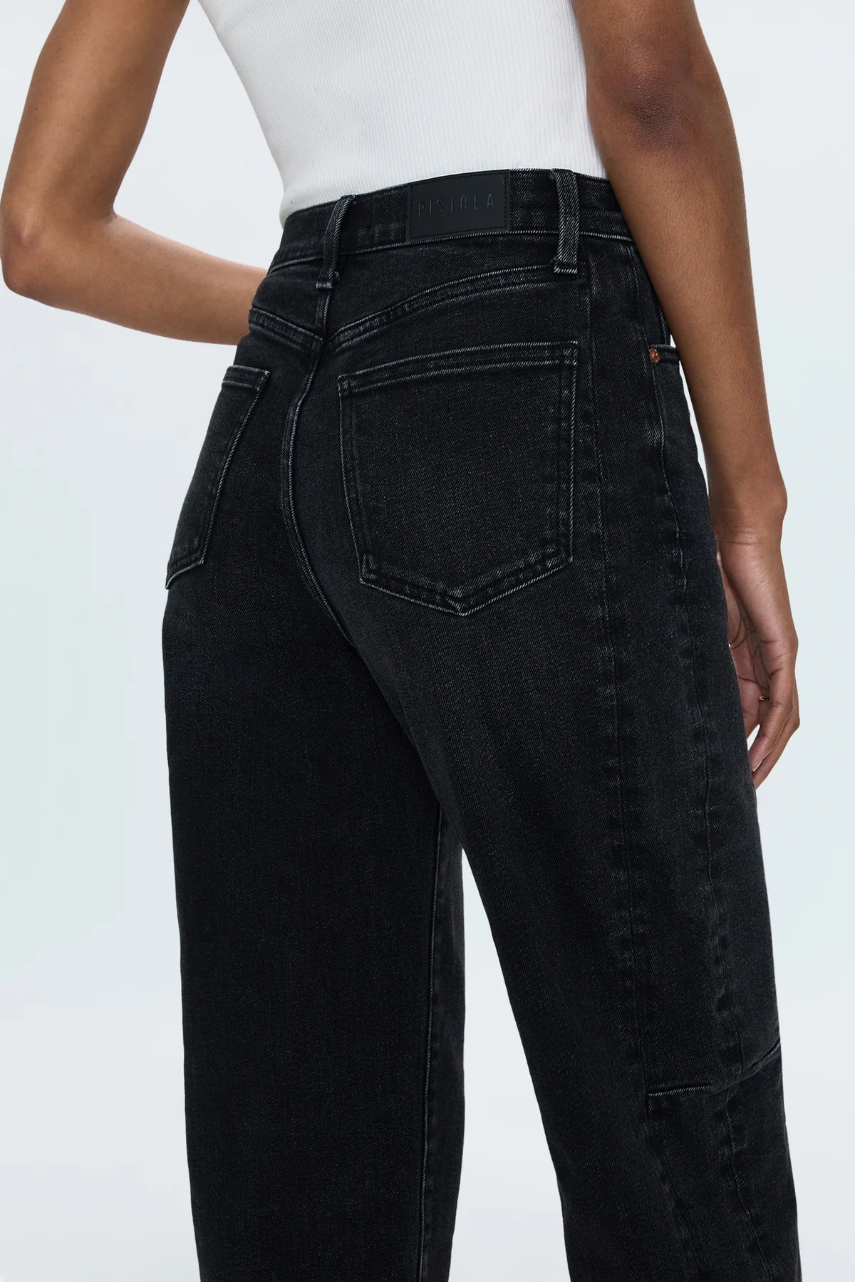 Women's black high rise barrel jeans from Pistola