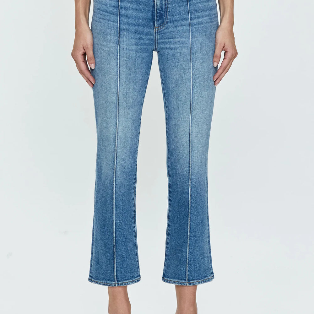 
                      
                        Front view of PISTOLA's Lennon High Rise Crop Boot Jeans in the color Essence
                      
                    