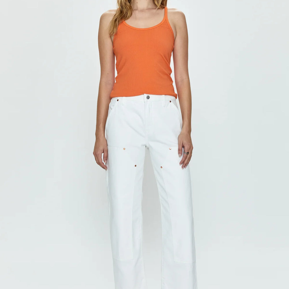 PISTOLA's Lexi Mid Rise Carpenter Jeans in the color  White