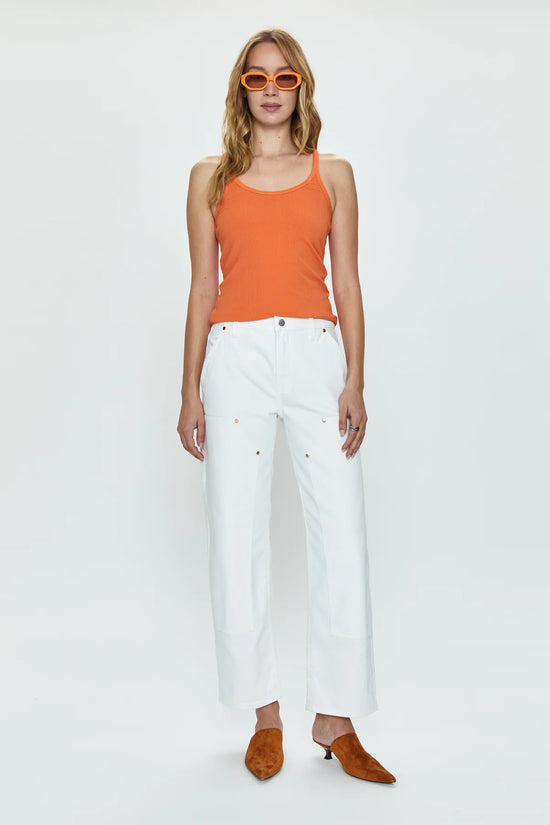PISTOLA's Lexi Mid Rise Carpenter Jeans in the color  White
