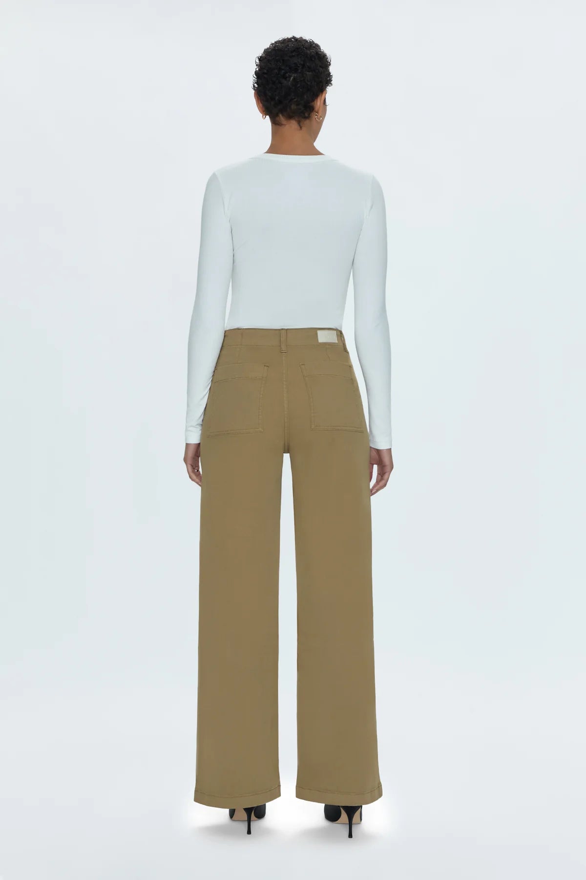 Back view of the Nicole Wide Leg Khaki Pant by Pistola