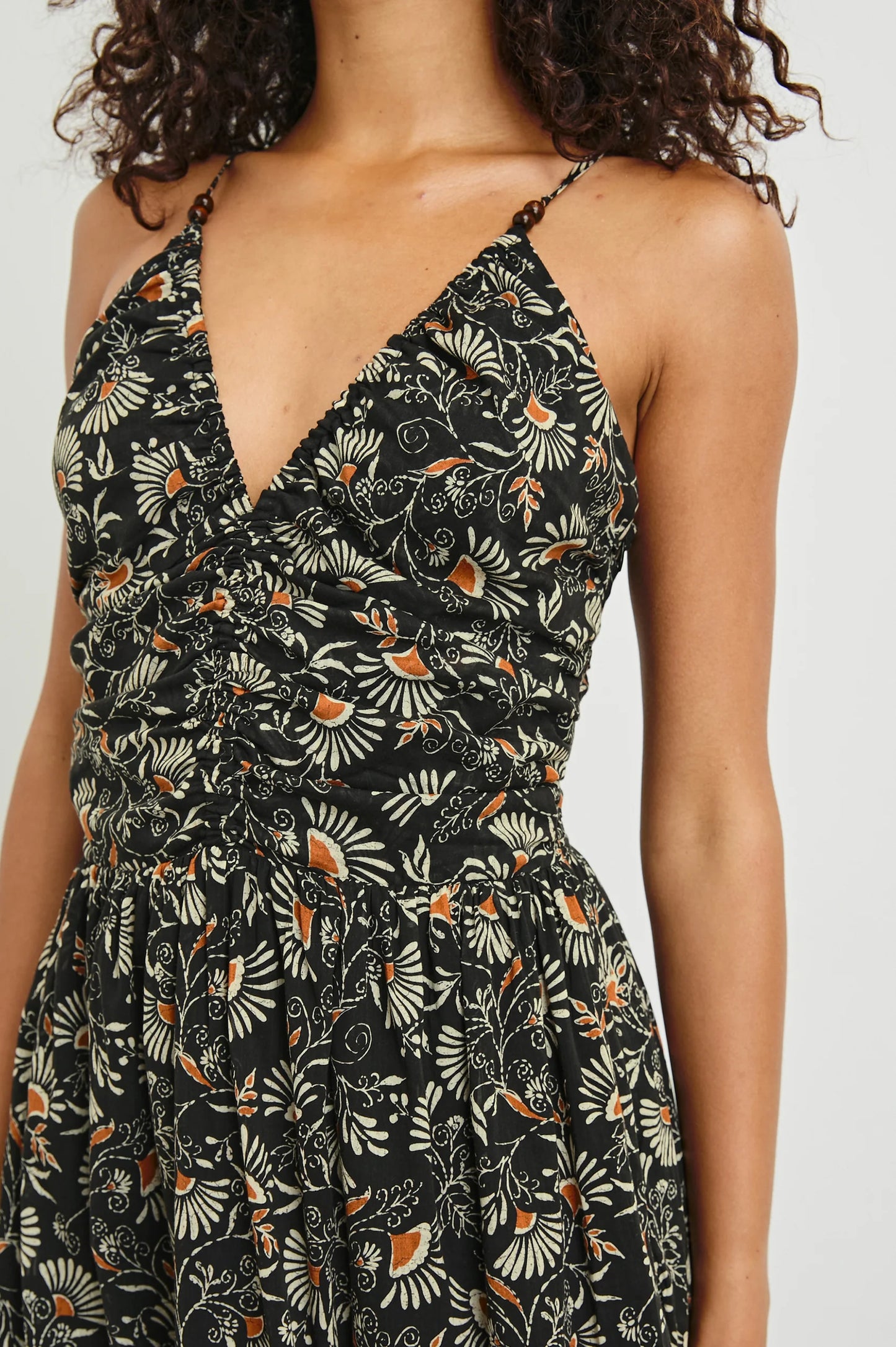 Printed sleeveless maxi sundress