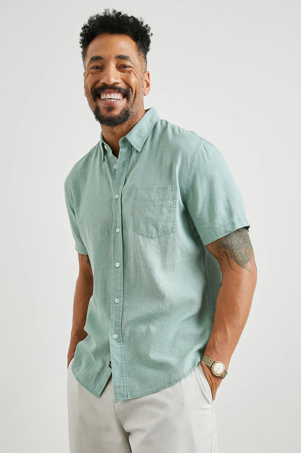 The Jade Paros Short Sleeve Button Down Shirt by Rails