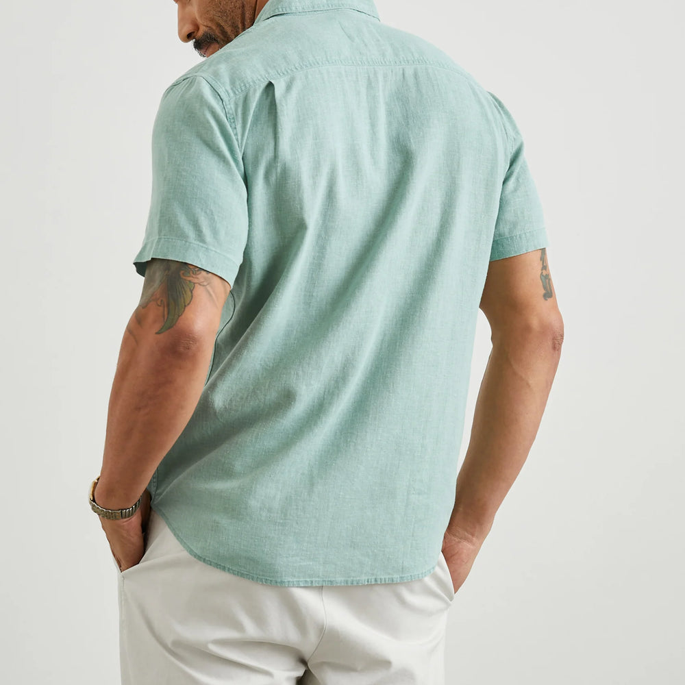 
                      
                        Back view of the Jade Paros Short Sleeve Button Down Shirt by Rails
                      
                    