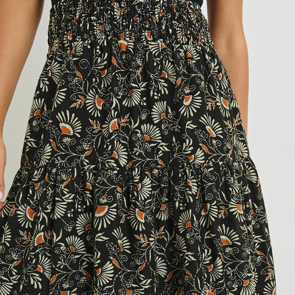 Printed skirt with shirred elastic waist