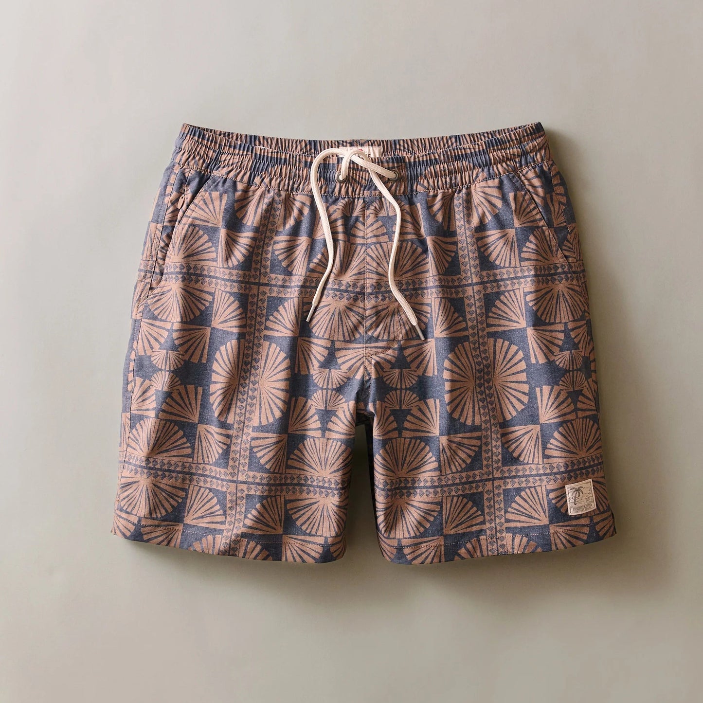 Brown/Navy Geo Fan Print Shorts