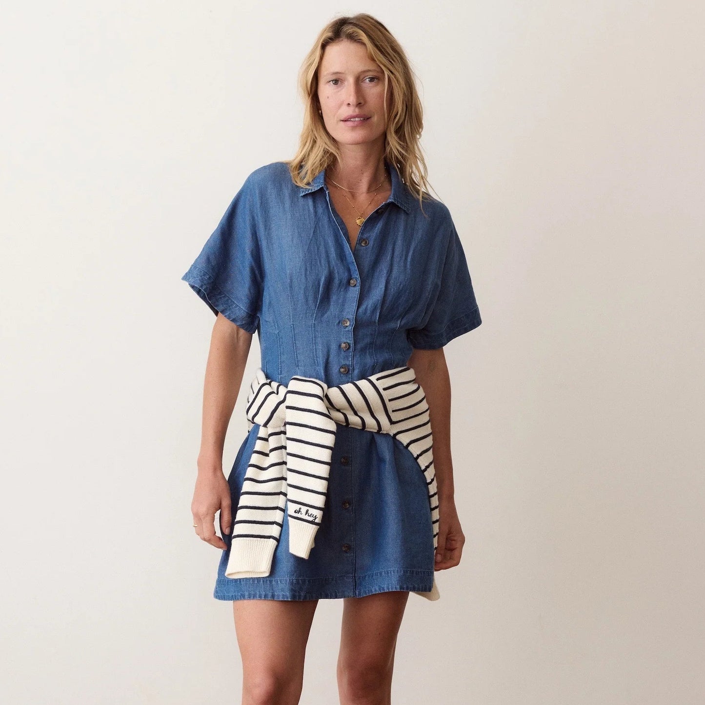Marine Layer Arden Mini Shirt Dress Medium Wash / M