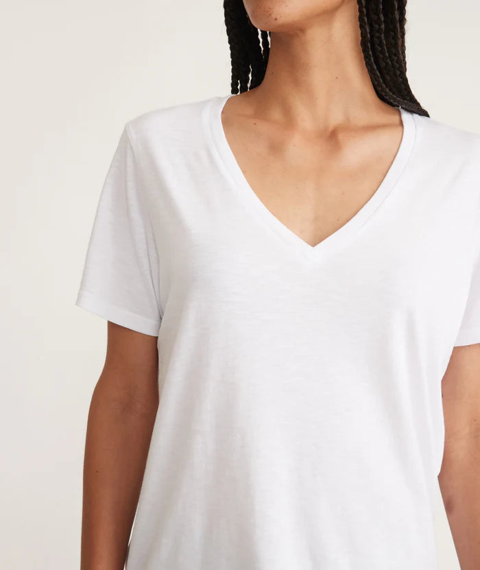 The Marine Layer Boyfriend V-Neck Tee in the color White