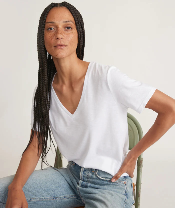 For cool and casual days, nothing beats the Marine Layer Boyfriend V-Neck Tee, now available at Harbour Thread boutique in Burlington, VT.
