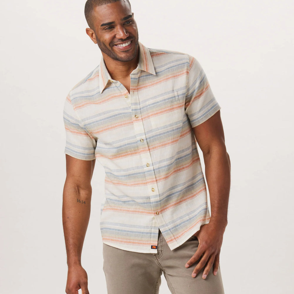 The Normal Brand's Freshwater Button Up Shirt in the color Canyon Stripe