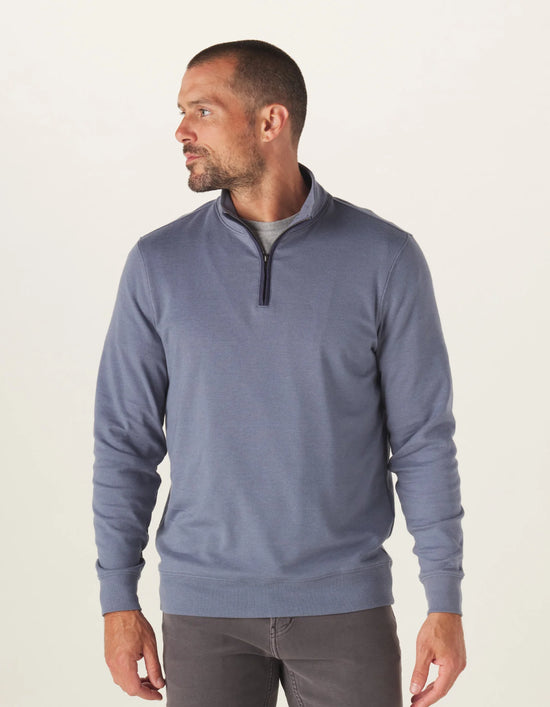 The Normal Brand Puremeso Weekend Quarter Zip - Mineral Blue