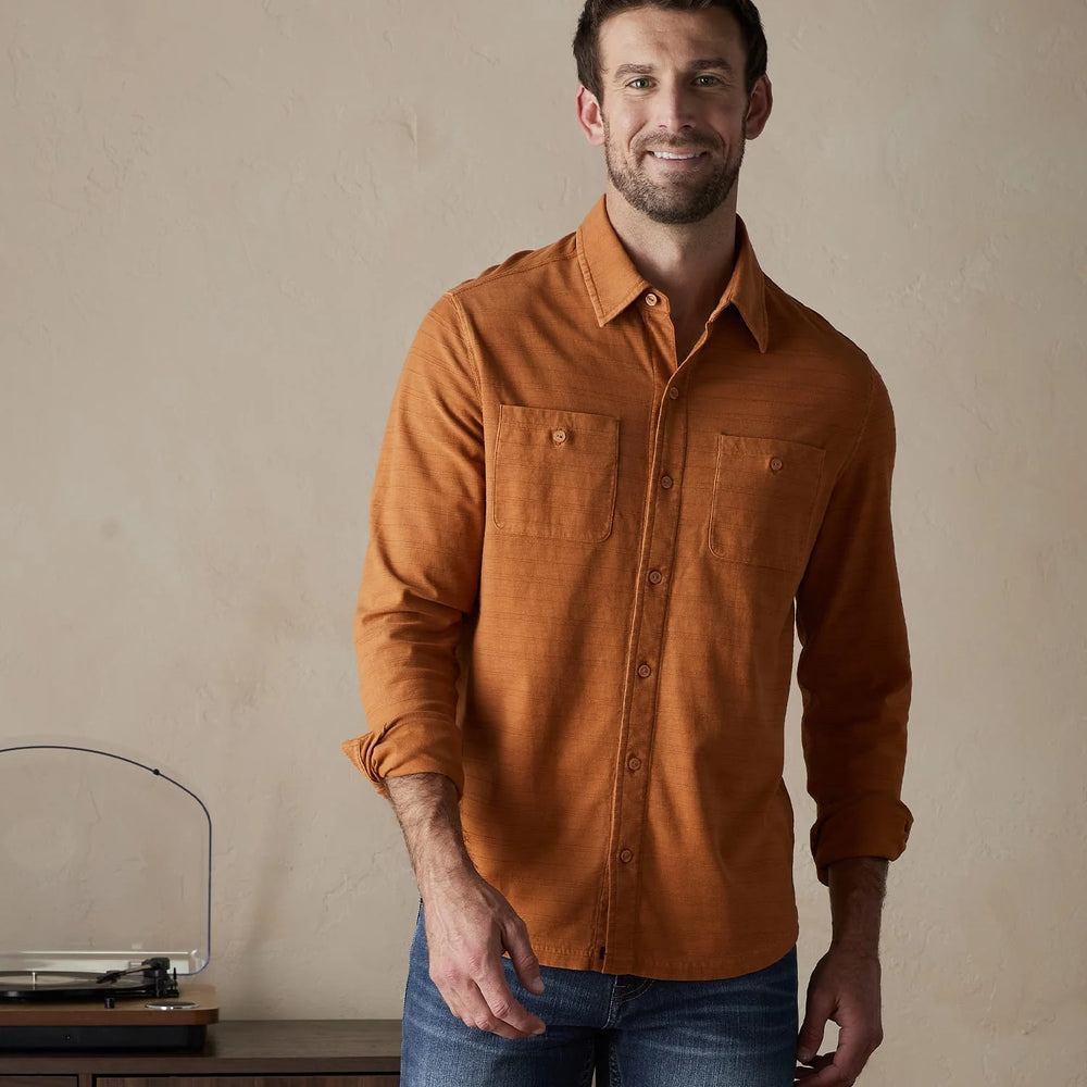 The Normal Brand Sequoia Jacquard Long Sleeve Button Down - Amber