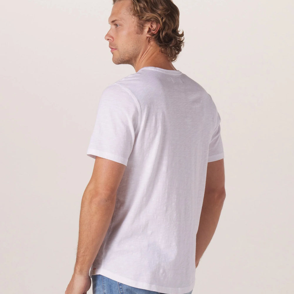 Back view of The Normal Brand's Legacy Jersey Perfect Tee in the color White