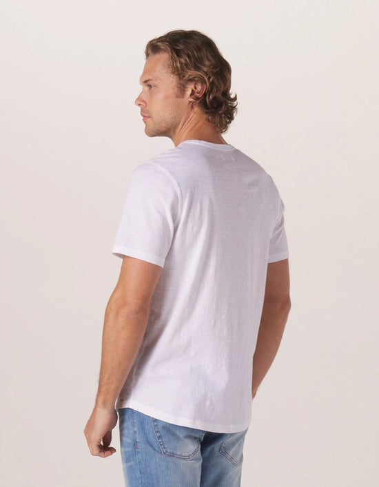 Back view of The Normal Brand's Legacy Jersey Perfect Tee in the color White