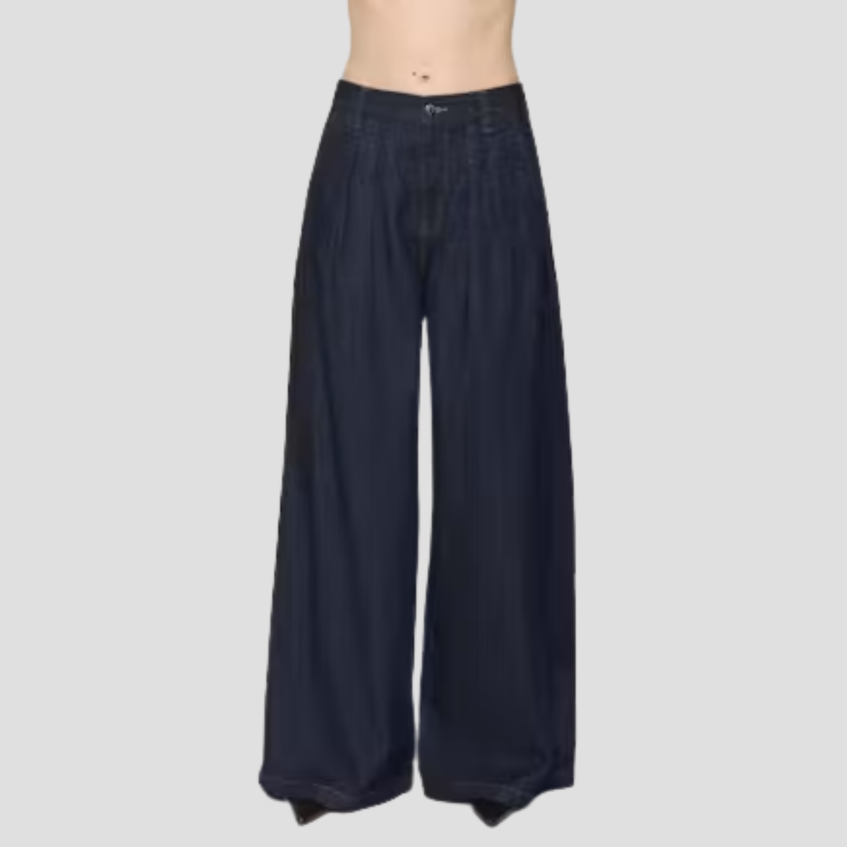 PISTOLA Delphine Pleated Denim Wide Leg in the dark wash color Force