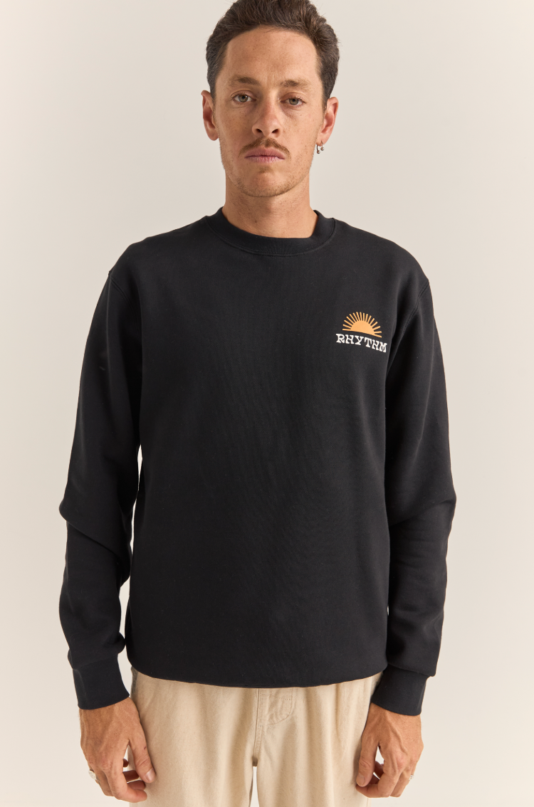 When you need a little extra warmth as the seasons transition, throw on the comfortable Awake Fleece Crew from Rhythm, available at Harbour Thread. 