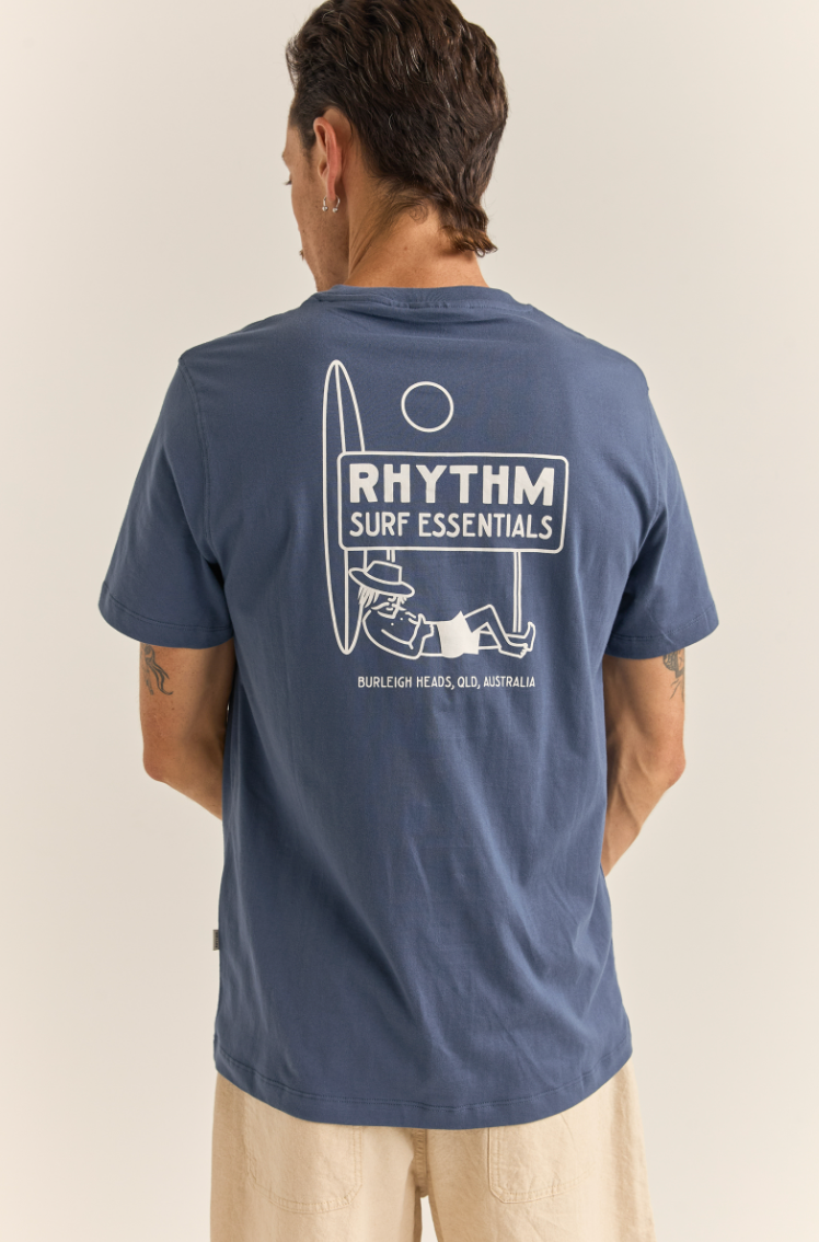 Short sleeve tee with Rhythm Surf Essentials custom graphic