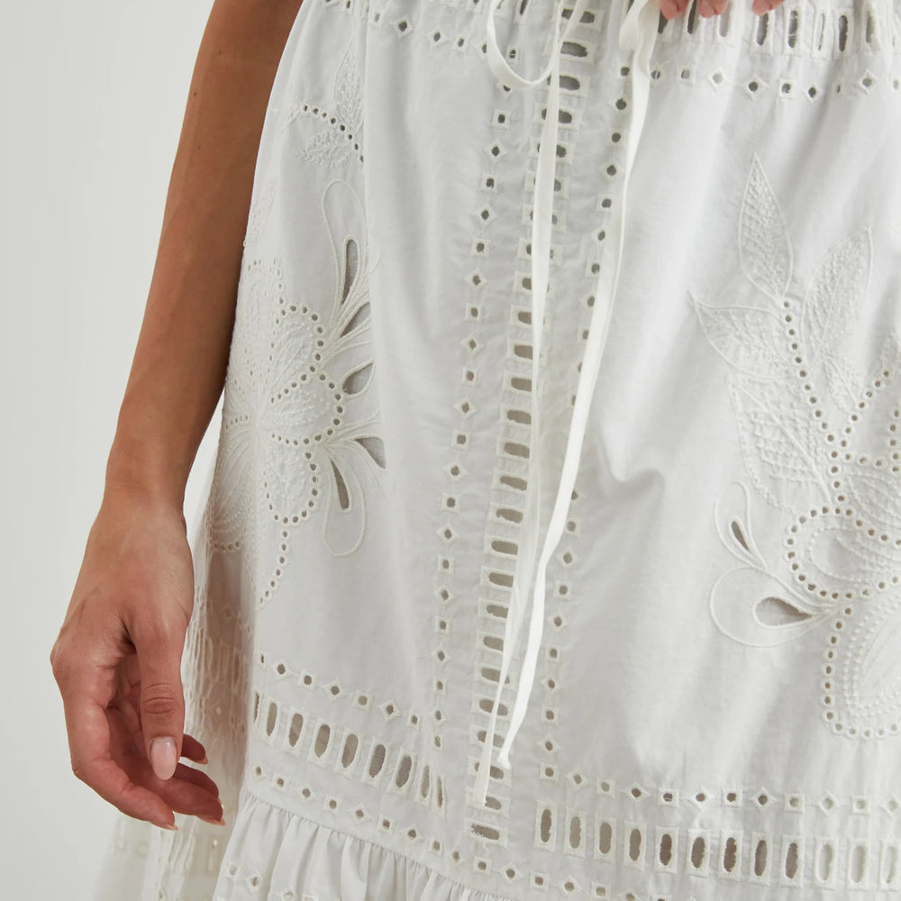 
                      
                        Design detail on the white Prina Skirt by Rails
                      
                    