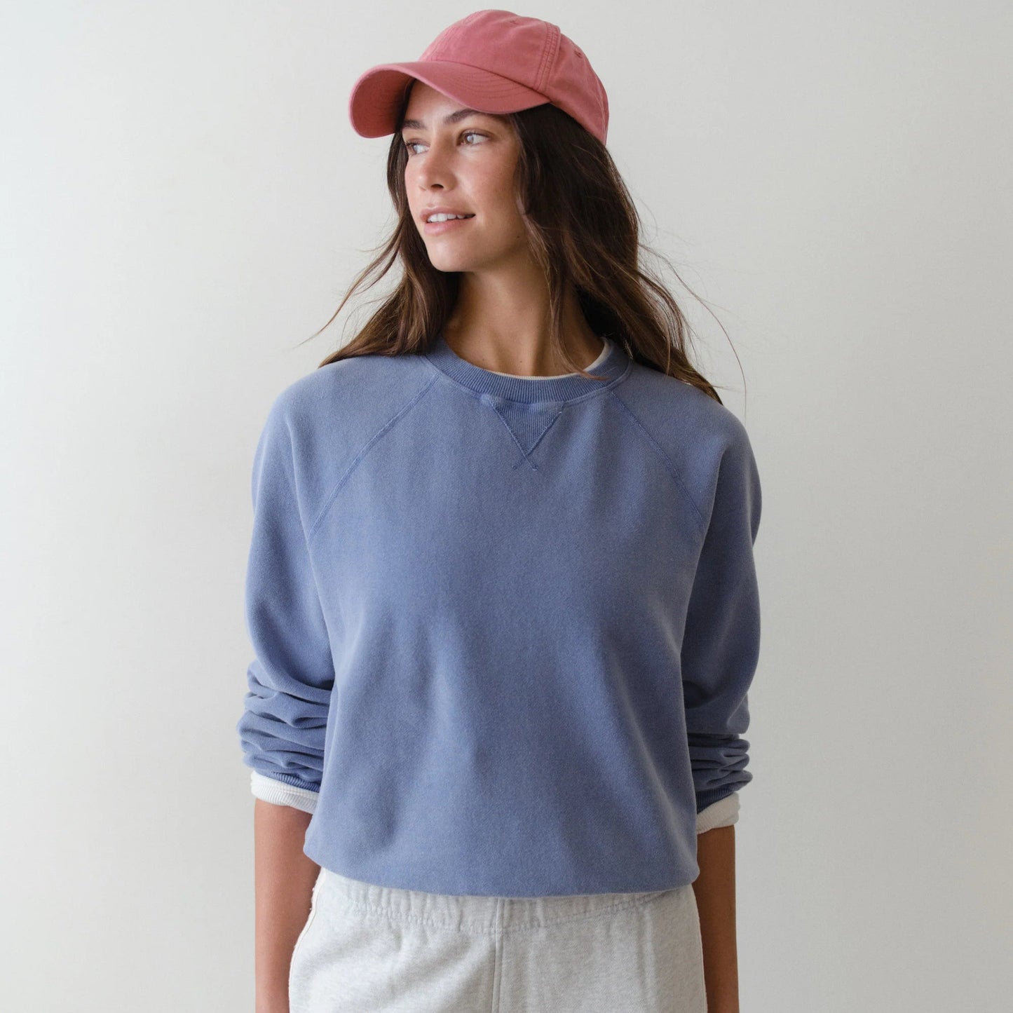 Marine Layer Cloud 9 Fleece Reversible Crewneck in Faded Denim