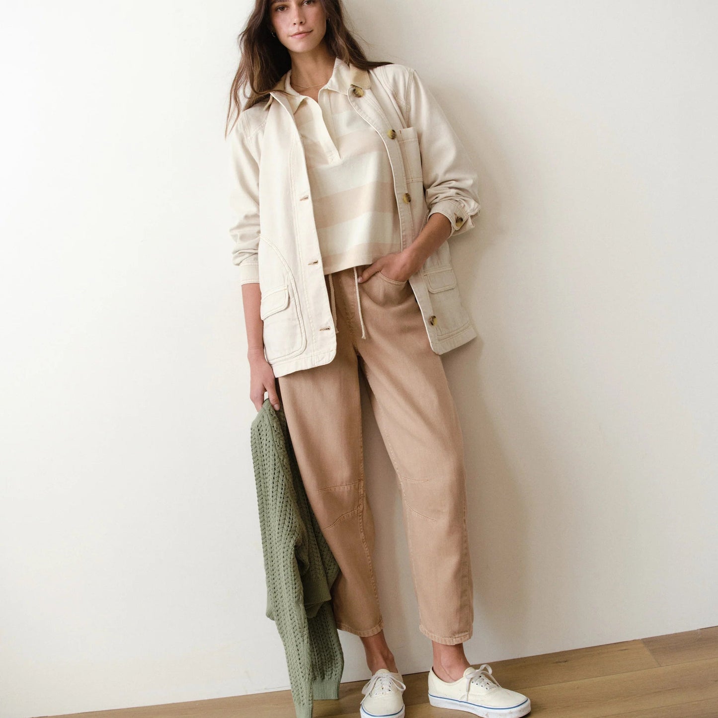 Marine Layer Ella Barrel Leg Pant in Khaki