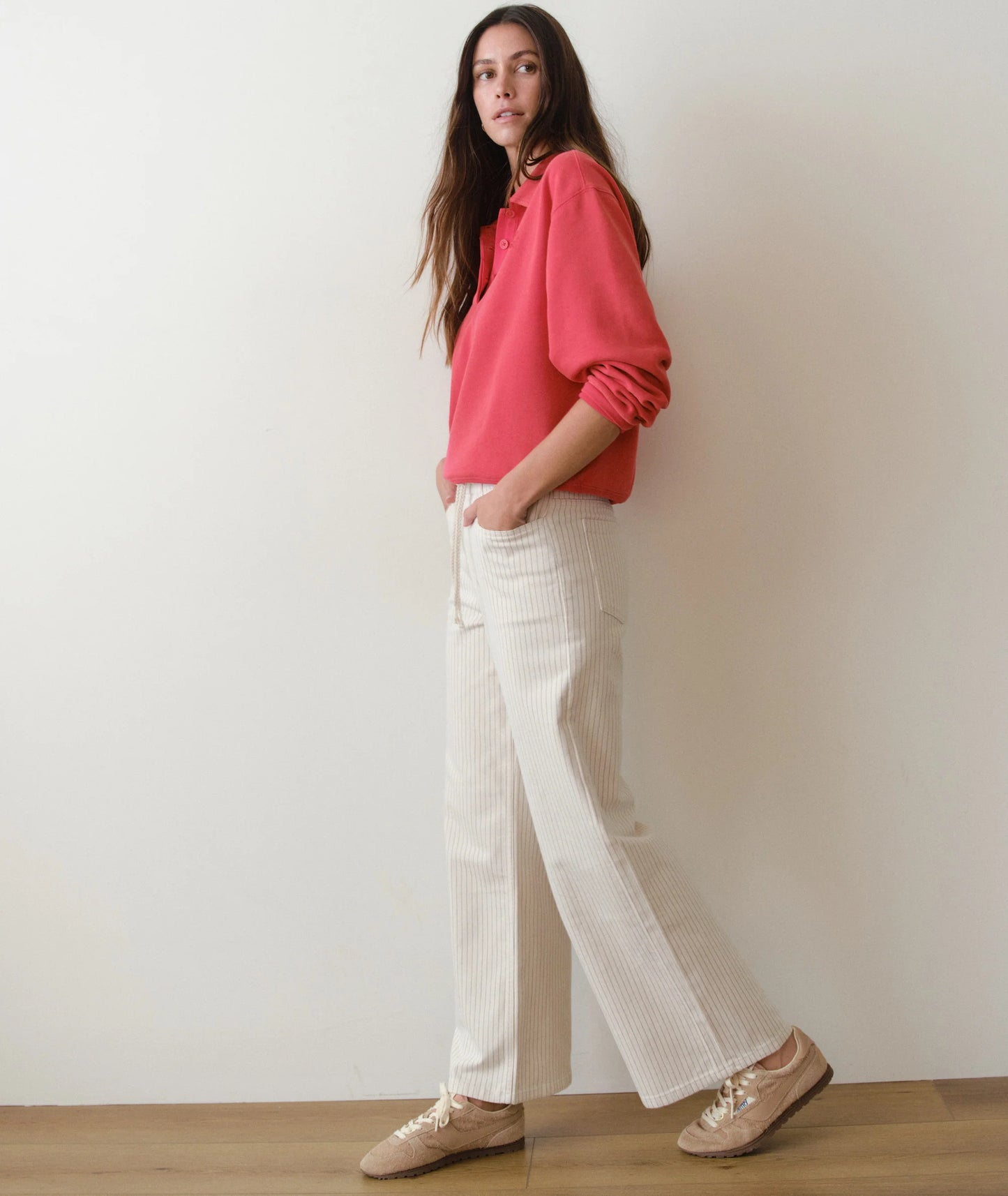 High rise wide leg pants