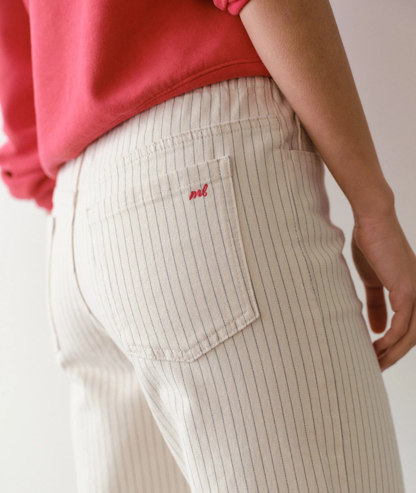 Women's striped elastic waist pants